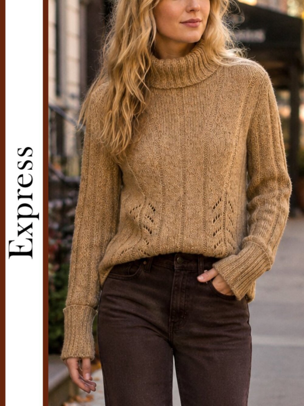 Express | Heather Knit Turtleneck Pullover Sweater